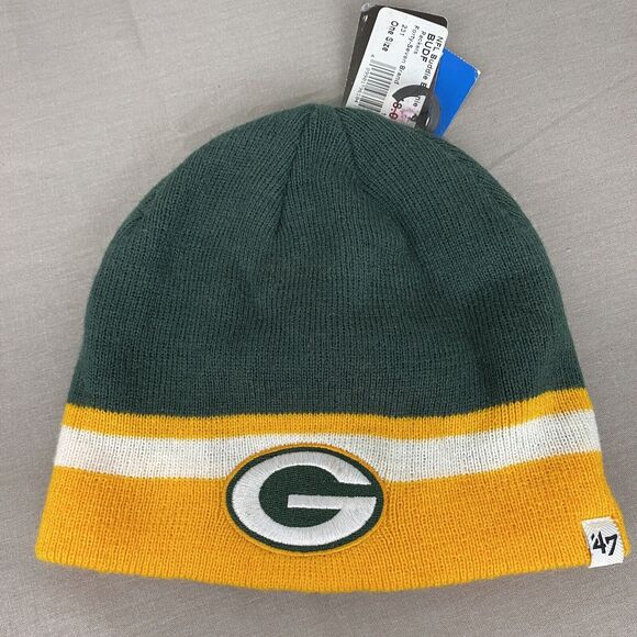 47 Brand‎ Beanie Green Bay Packers Kids One Size Green Yellow NWT Buddie - Picture 1 of 7